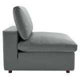 Commix Down Filled Overstuffed Vegan Leather 3-Seater Sofa Gray EEI-4914-GRY