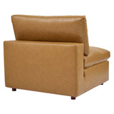 Commix Down Filled Overstuffed Vegan Leather 3-Seater Sofa Tan EEI-4914-TAN