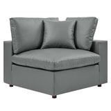 Commix Down Filled Overstuffed Vegan Leather 4-Piece Sectional Sofa Gray EEI-4915-GRY