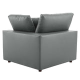 Commix Down Filled Overstuffed Vegan Leather 4-Piece Sectional Sofa Gray EEI-4915-GRY