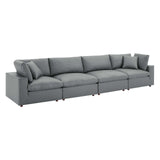 Commix Down Filled Overstuffed Vegan Leather 4-Seater Sofa Gray EEI-4916-GRY