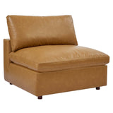 Commix Down Filled Overstuffed Vegan Leather 4-Seater Sofa Tan EEI-4916-TAN