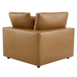 Commix Down Filled Overstuffed Vegan Leather 4-Seater Sofa Tan EEI-4916-TAN
