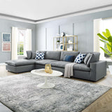 Commix Down Filled Overstuffed Vegan Leather 5-Piece Sectional Sofa Gray EEI-4917-GRY