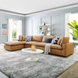 Commix Down Filled Overstuffed Vegan Leather 5-Piece Sectional Sofa Tan EEI-4917-TAN