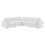 Commix Down Filled Overstuffed Vegan Leather 5-Piece Sectional Sofa White EEI-4920-WHI