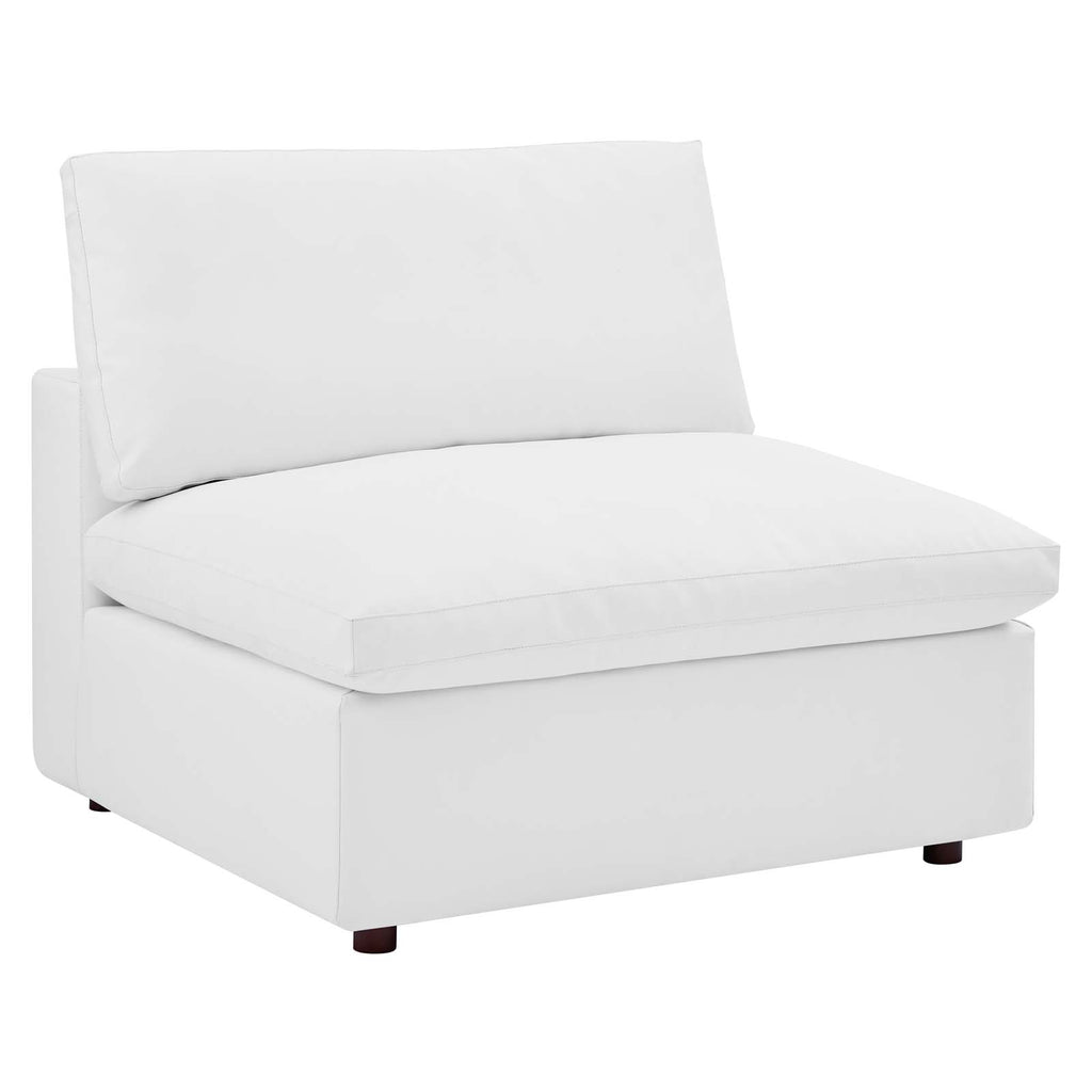 Commix Down Filled Overstuffed Vegan Leather 5-Piece Sectional Sofa White EEI-4920-WHI