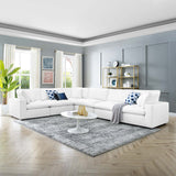 Commix Down Filled Overstuffed Vegan Leather 6-Piece Sectional Sofa White EEI-4921-WHI