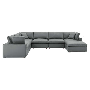 Commix Down Filled Overstuffed Vegan Leather 7-Piece Sectional Sofa Gray EEI-4922-GRY