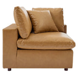Commix Down Filled Overstuffed Vegan Leather 7-Piece Sectional Sofa Tan EEI-4922-TAN
