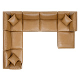 Commix Down Filled Overstuffed Vegan Leather 7-Piece Sectional Sofa Tan EEI-4922-TAN