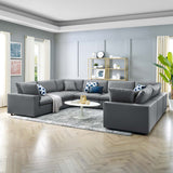 Commix Down Filled Overstuffed Vegan Leather 8-Piece Sectional Sofa Gray EEI-4923-GRY