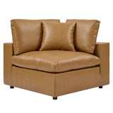 Commix Down Filled Overstuffed Vegan Leather 8-Piece Sectional Sofa Tan EEI-4923-TAN