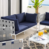 Harmony 5-Piece  Sunbrella® Outdoor Patio Aluminum Furniture Set Gray Navy EEI-4925-GRY-NAV-SET