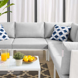 Harmony 6-Piece  Sunbrella® Outdoor Patio Aluminum Sectional Sofa Set White Gray EEI-4928-WHI-GRY-SET