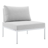 Harmony 6-Piece  Sunbrella® Outdoor Patio Aluminum Sectional Sofa Set White Gray EEI-4928-WHI-GRY-SET