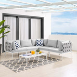 Harmony 6-Piece  Sunbrella® Outdoor Patio Aluminum Sectional Sofa Set Gray Gray EEI-4929-GRY-GRY-SET