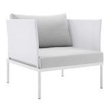 Harmony 6-Piece  Sunbrella® Outdoor Patio Aluminum Seating Set White Gray EEI-4932-WHI-GRY-SET