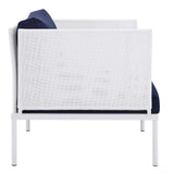 Harmony 6-Piece  Sunbrella® Outdoor Patio Aluminum Seating Set White Navy EEI-4932-WHI-NAV-SET