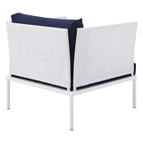 Harmony 6-Piece  Sunbrella® Outdoor Patio Aluminum Seating Set White Navy EEI-4932-WHI-NAV-SET