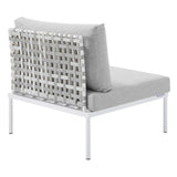 Harmony 7-Piece  Sunbrella® Basket Weave Outdoor Patio Aluminum Sectional Sofa Set Taupe Gray EEI-4934-TAU-GRY-SET