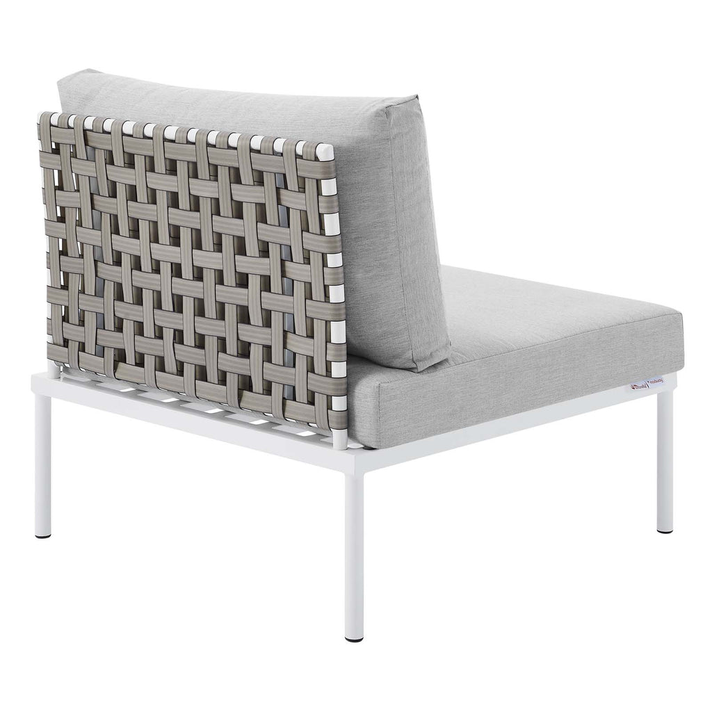 Harmony 7-Piece  Sunbrella® Basket Weave Outdoor Patio Aluminum Sectional Sofa Set Tan Gray EEI-4935-TAN-GRY-SET