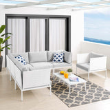 Harmony 7-Piece  Sunbrella® Outdoor Patio Aluminum Sectional Sofa Set White Gray EEI-4936-WHI-GRY-SET