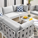 Harmony 7-Piece  Sunbrella® Outdoor Patio Aluminum Sectional Sofa Set Gray Gray EEI-4937-GRY-GRY-SET