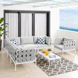 Harmony 7-Piece  Sunbrella® Outdoor Patio Aluminum Sectional Sofa Set Gray Gray EEI-4937-GRY-GRY-SET