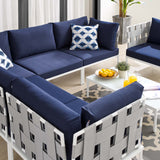 Harmony 7-Piece  Sunbrella® Outdoor Patio Aluminum Sectional Sofa Set Gray Navy EEI-4937-GRY-NAV-SET