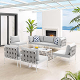 Harmony 8-Piece  Sunbrella® Outdoor Patio All Mesh Sectional Sofa Set Gray Gray EEI-4941-GRY-GRY-SET