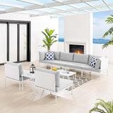 Harmony 8-Piece  Sunbrella® Outdoor Patio Aluminum Sectional Sofa Set White Gray EEI-4944-WHI-GRY-SET