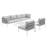 Harmony 8-Piece  Sunbrella® Outdoor Patio Aluminum Sectional Sofa Set Gray Gray EEI-4945-GRY-GRY-SET