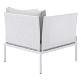 Harmony 8-Piece  Sunbrella® Outdoor Patio Aluminum Seating Set White Gray EEI-4948-WHI-GRY-SET