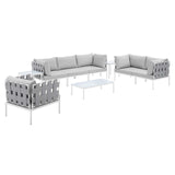 Harmony 8-Piece  Sunbrella® Outdoor Patio Aluminum Seating Set Gray Gray EEI-4949-GRY-GRY-SET