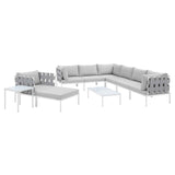 Harmony 10-Piece  Sunbrella® Outdoor Patio Aluminum Sectional Sofa Set Gray Gray EEI-4953-GRY-GRY-SET