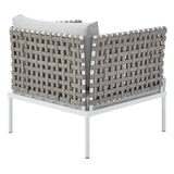 Harmony Sunbrella® Basket Weave Outdoor Patio Aluminum Armchair Tan Gray EEI-4954-TAN-GRY
