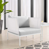 Harmony Sunbrella® Outdoor Patio Aluminum Armchair White Gray EEI-4955-WHI-GRY