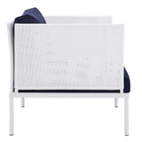 Harmony Sunbrella® Outdoor Patio Aluminum Armchair White Navy EEI-4955-WHI-NAV