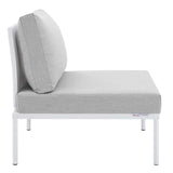 Harmony Sunbrella® Outdoor Patio Aluminum Armless Chair White Gray EEI-4959-WHI-GRY