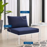 Harmony Sunbrella® Outdoor Patio Aluminum Armless Chair Gray Navy EEI-4960-GRY-NAV