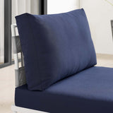 Harmony Sunbrella® Outdoor Patio Aluminum Armless Chair Gray Navy EEI-4960-GRY-NAV