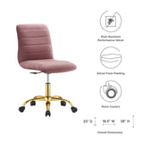Modway Furniture Ripple Armless Performance Velvet Office Chair 0423 Gold Dusty Rose EEI-4972-GLD-DUS