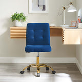 Modway Furniture Prim Armless Performance Velvet Office Chair 0423 Gold Navy EEI-4973-GLD-NAV