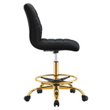 Modway Furniture Ripple Armless Performance Velvet Drafting Chair 0423 Gold Black EEI-4976-GLD-BLK