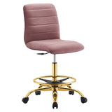 Modway Furniture Ripple Armless Performance Velvet Drafting Chair 0423 Gold Dusty Rose EEI-4976-GLD-DUS