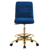 Modway Furniture Ripple Armless Performance Velvet Drafting Chair 0423 Gold Navy EEI-4976-GLD-NAV