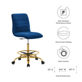 Modway Furniture Ripple Armless Performance Velvet Drafting Chair 0423 Gold Navy EEI-4976-GLD-NAV