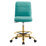 Modway Furniture Ripple Armless Performance Velvet Drafting Chair 0423 Gold Teal EEI-4976-GLD-TEA