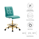 Modway Furniture Prim Armless Performance Velvet Drafting Chair 0423 Gold Teal EEI-4977-GLD-TEA